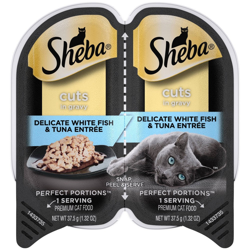 SHEBA Wet Cat Food Cuts in Gravy Delicate White Fish & Tuna Entree