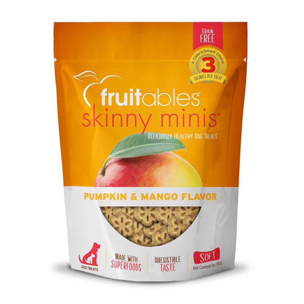 Fruitables Skinny Minis Pumpkin and Mango Flavor Healthy Low Calorie Dog Treats 5 Ounces