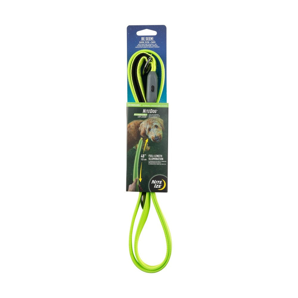 Nite Ize NiteDog USB Rechargeable LED Leash 5 Foot Light Up - Lime/Green LED