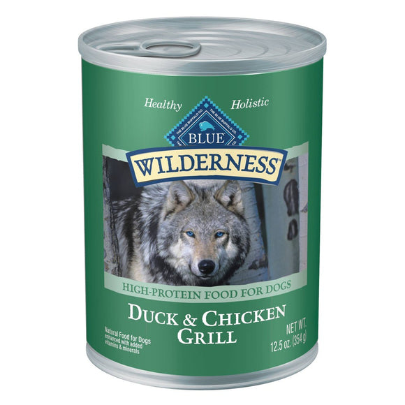 Blue Buffalo Wilderness Grain Free High Protein Wet Dog Food Duck & Chicken Grill - 12.5oz