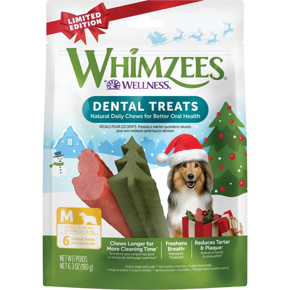 WHIMZEES by Wellness Holiday Dental Vegetable Dog Treats - Medium - 6.3oz