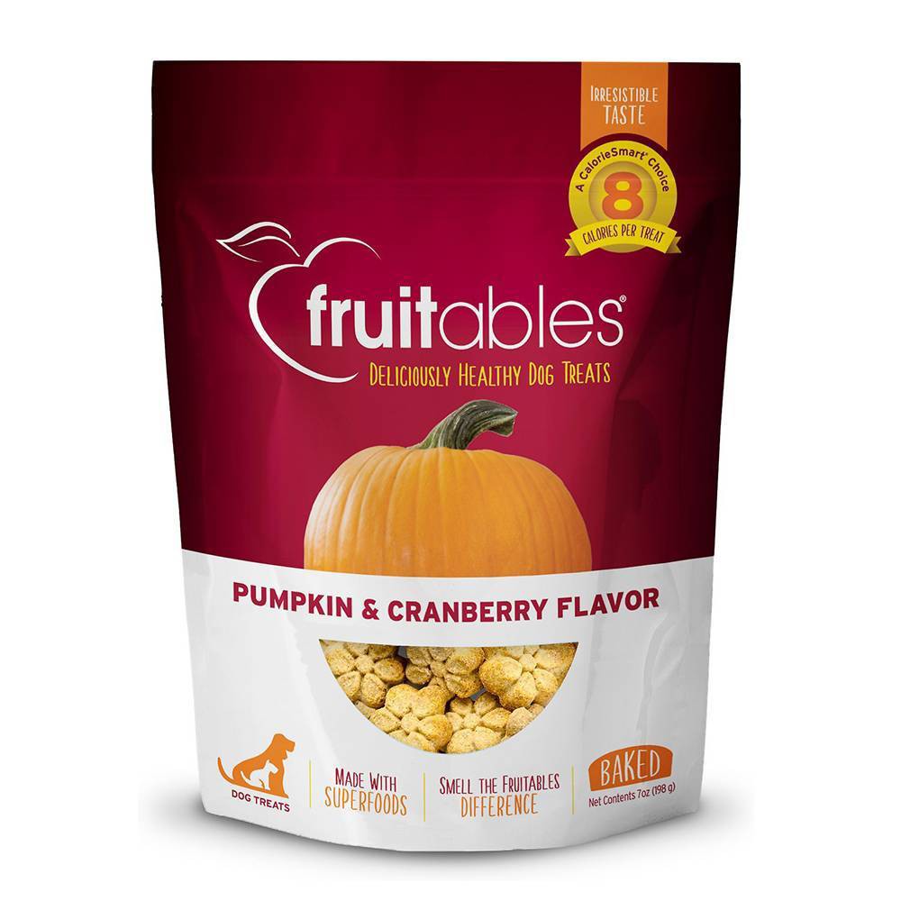 Fruitables Baked Low Calorie Dog Treats Pumpkin and Cranberry Flavor 7 Ounces