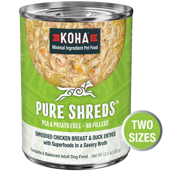 Koha Wet Dog Food 12.5oz Shredded  Chicken and Duck