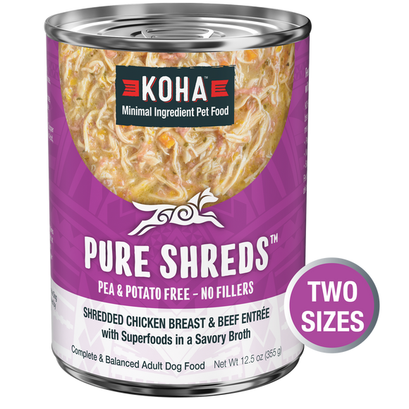 Koha Wet Dog Food 12.5oz Shredded Chicken and Beef