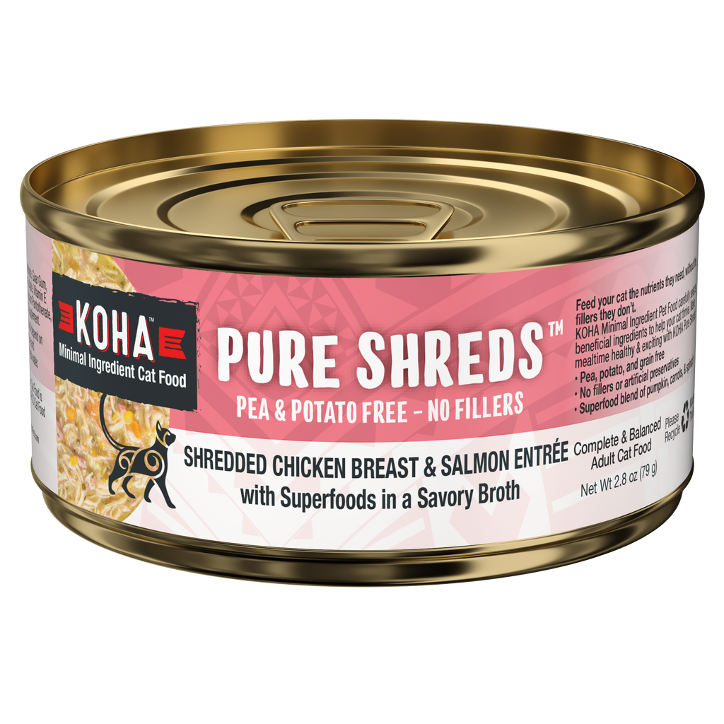 Koha Wet Cat Food 2.8oz Shredded Chicken and Salmon