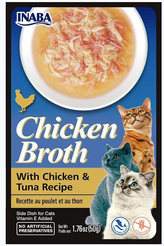 Inaba 1.76oz Chicken Broth with Chicken & Tuna Recipe Side Dish for Cats
