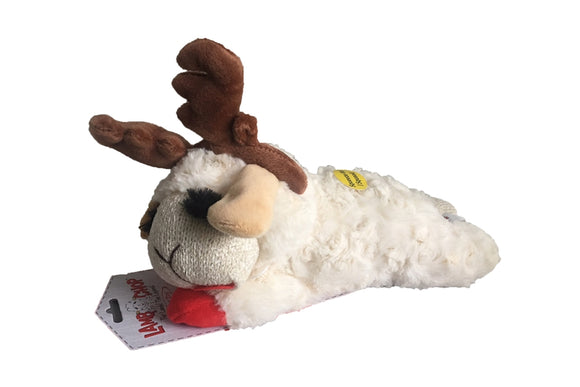 Multipet Holiday Lamb Chop with Antlers Plush Dog Toy  Medium