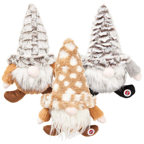 SPOT Ethical Products 3 Pack of Woodsy Gnome Plush Dog Toys  12 Inch  Assorted Colors  with Squeakers