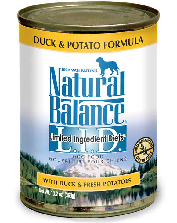 Natural Balance L.I.D. Limited Ingredient Diets Canned Wet Dog Food, Grain Free, Duck and Potato Formula, 13.2-Ounce (Pack of 12)