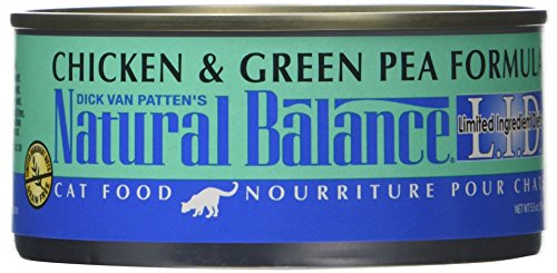 Natural Balance L.I.D. Limited Ingredient Diets Wet Cat Food  Grain Free  Chicken & Green Pea Formula  5.5-Ounce Can (Pack of 24)