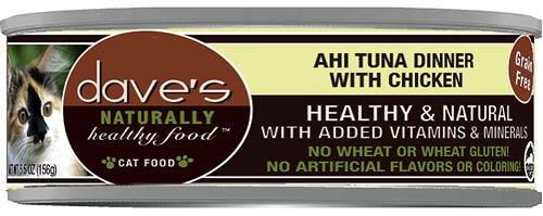 Dave's Naturally Healthy Ahi Tuna & Chicken Canned Cat Food 5.5oz