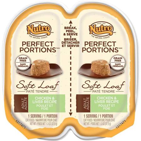 NUTRO PERFECT PORTIONS Pate Real Chicken and Liver Wet Cat Food Tray 2.65 Ounces