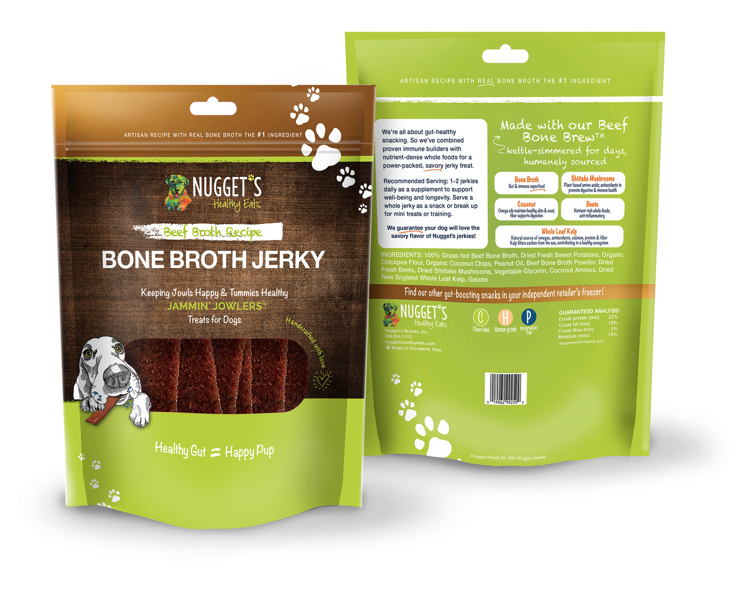 Nuggets Healthy Bone Broth Jowler Jerky 10oz Beef