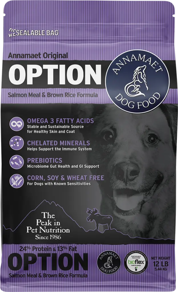 Annamaet Original Option Dog Food 24% Protein Salmon & Brown Rice 25lb