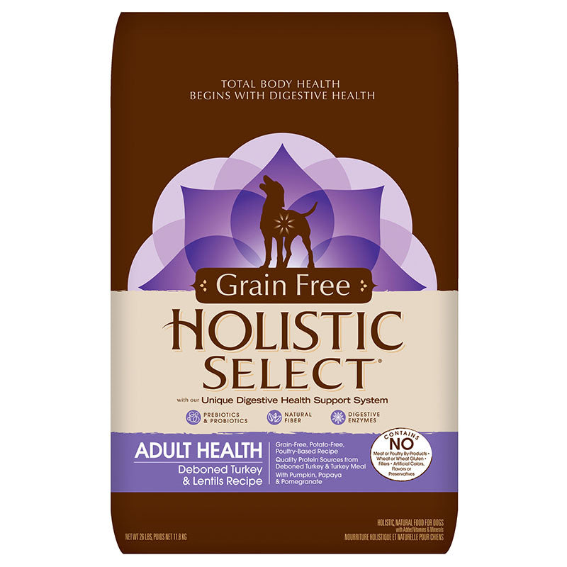 Holistic Select Natural Grain Free Dry Dog Food Deboned Turkey & Lentils Recipe 24lb
