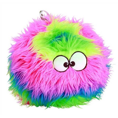 goDog Furballz Durable Plush Squeaker Dog Toy Rainbow Large