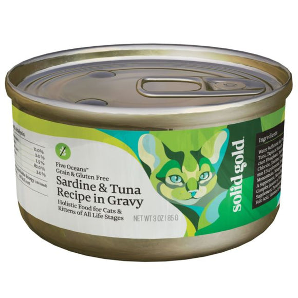 Solid Gold Five Oceans Sardine & Tuna Recipe in Gravy