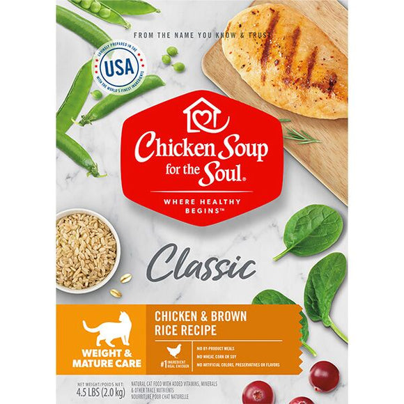 Chicken Soup Weight & Mature Care Cat - Chicken & Brown Rice Recipe Cat 4.5lb