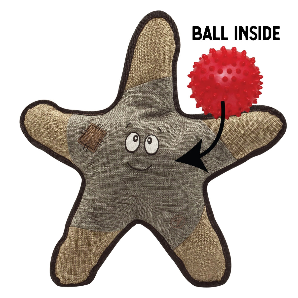 Snugarooz-Snugz Sophie The Starfish W/rubber Spikey Ball- Grey 21 Inch