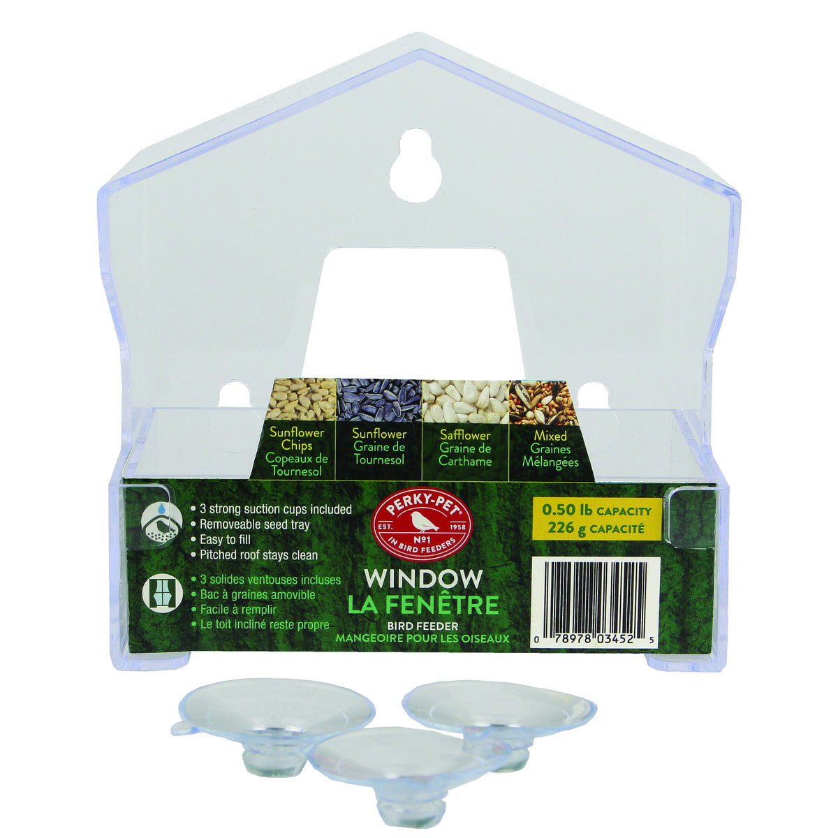 Perky Pet Clear Wild Bird Window Feeder 8oz
