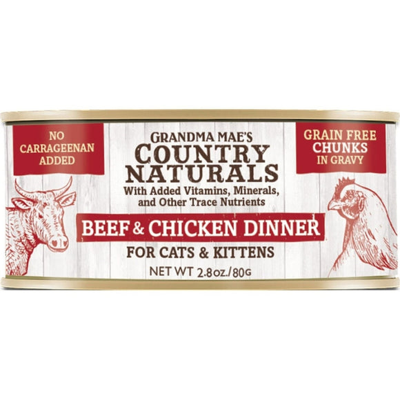Grandma Maes Country Naturals Cat Chunk Grain Free Beef & Chicken  2.8 oz