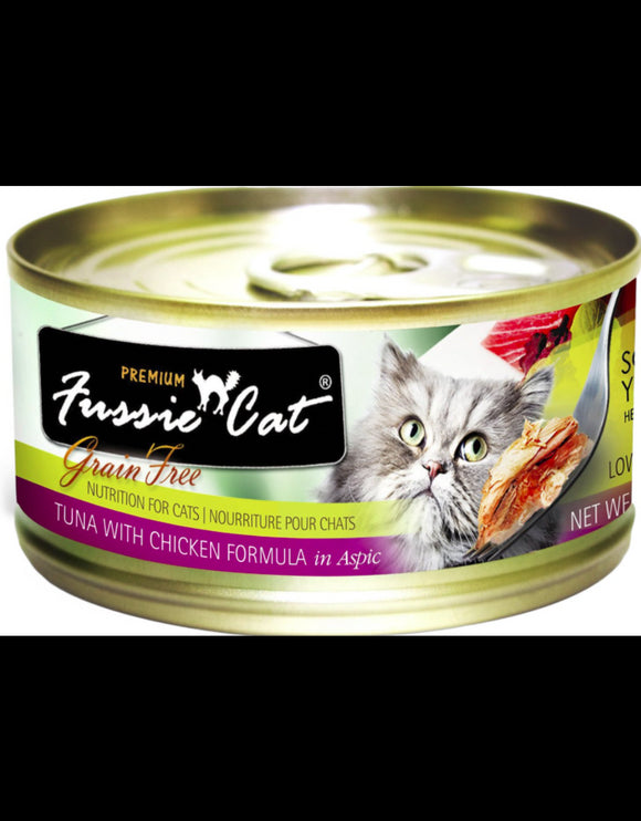 Fussie Cat 5.5 oz Grain Free Tuna with Chicken Cat Food