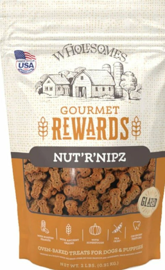 SportMix Wholesomes Gourmet Rewards Nut R Nipz Dog Biscuits  Peanut Butter  2Lb. Bag