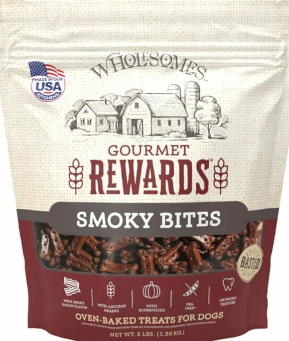 Wholesome 3 lbs Rewards Gourmet Rewards Smokey Bites Dog Biscuits