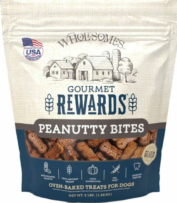 Wholesome 3 lbs Gourmet Rewards Peanutty Bites Dog Biscuits