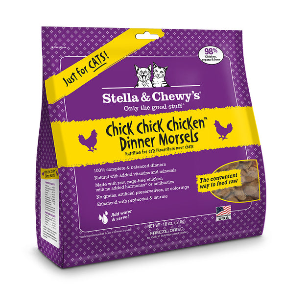 Stella & Chewy's Chicken Dinner Morsels Grain-Free Freeze-Dried Raw Dry Cat Food, 18 oz.