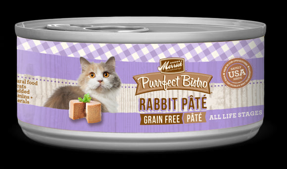 Merrick Purrfect Bistro Grain Free Wet Cat Food Rabbit Recipe Pate  3 oz Cans
