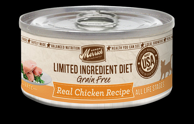 Merrick Limited Ingredient Diet Grain Free Real Chicken Recipe Pate Wet Cat Food 5 oz Cans