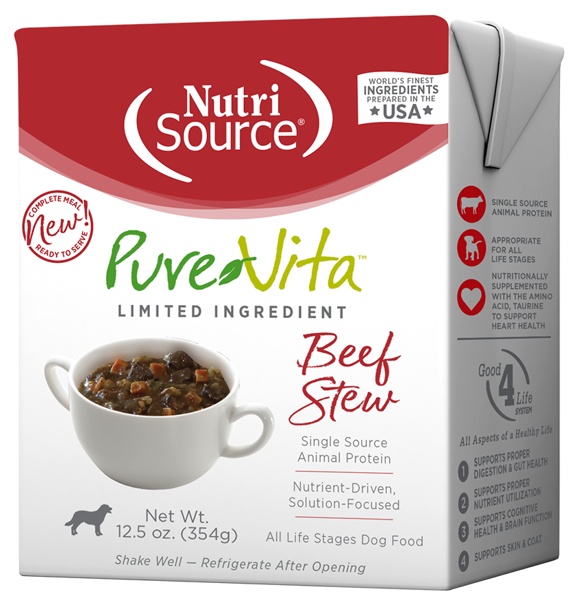 Pure Vita Wet Dog Food 12.5oz Grain Free Beef Stew