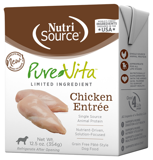 Pure Vita Wet Dog Food 12.5oz Grain Free Chicken Pate