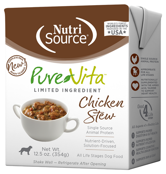 Pure Vita Wet Dog Food 12.5oz Grain Free Chicken Stew