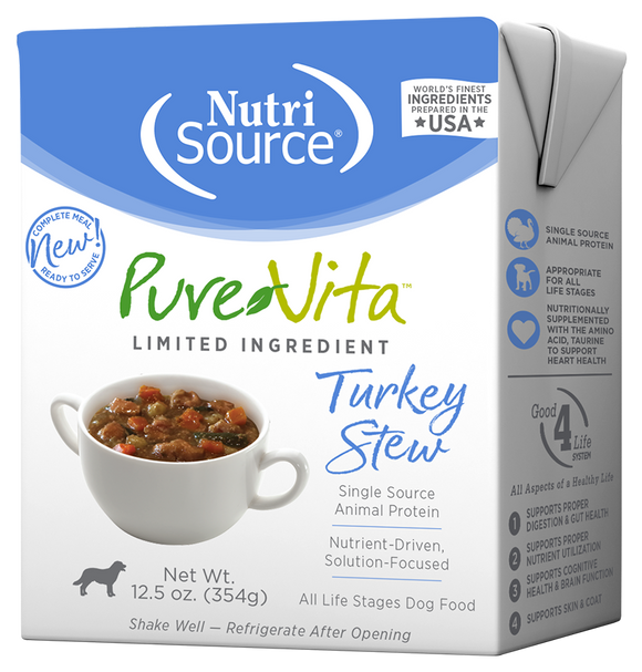 Pure Vita Wet Dog Food 12.5oz Grain Free Turkey Stew