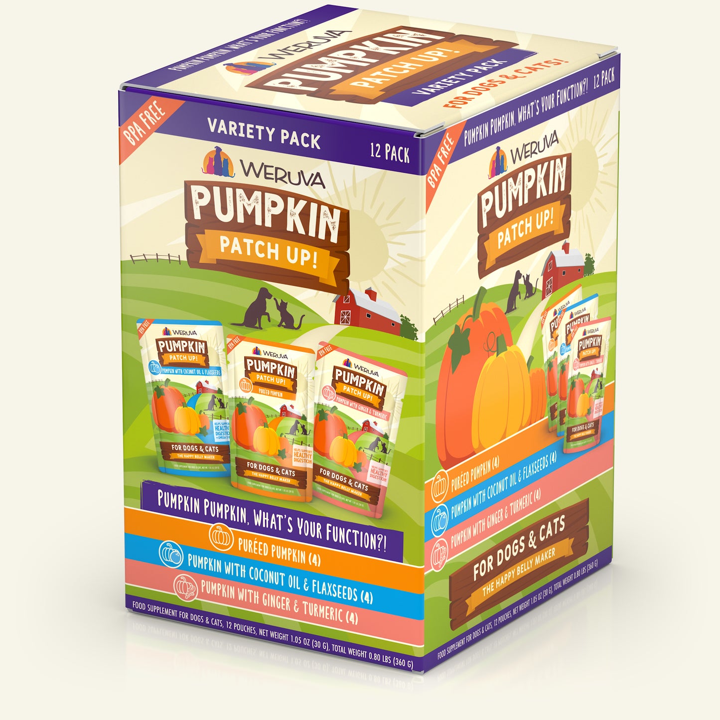 Weruva Pumpkin Patch up! Food Suppliment for dogs and cats 1.05 oz Pouch Variety 12 Pack What s Your Function?
