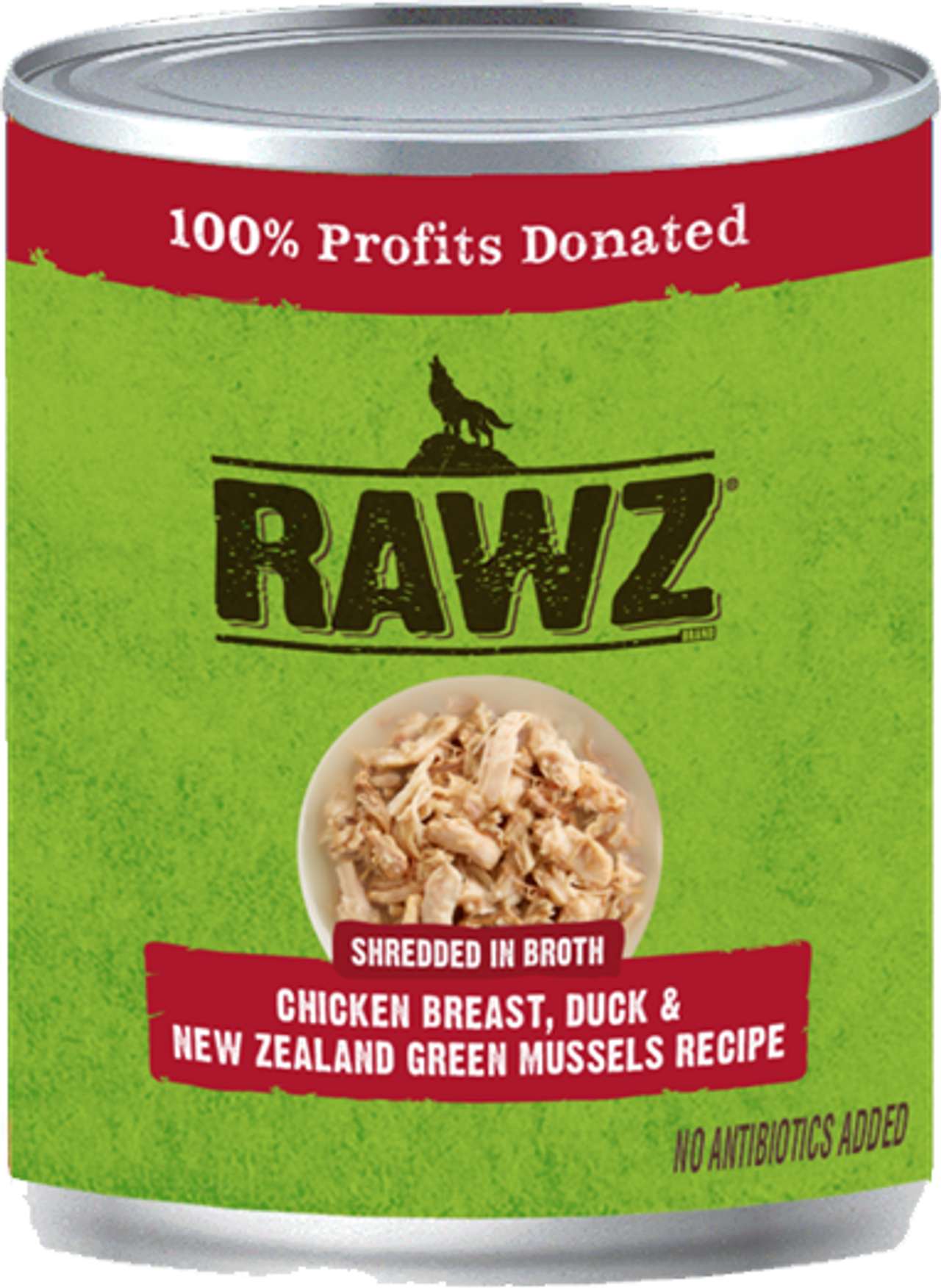 Rawz Shreddded Chicken, Duck, New Zealand Green Mussel Dog Food 10oz