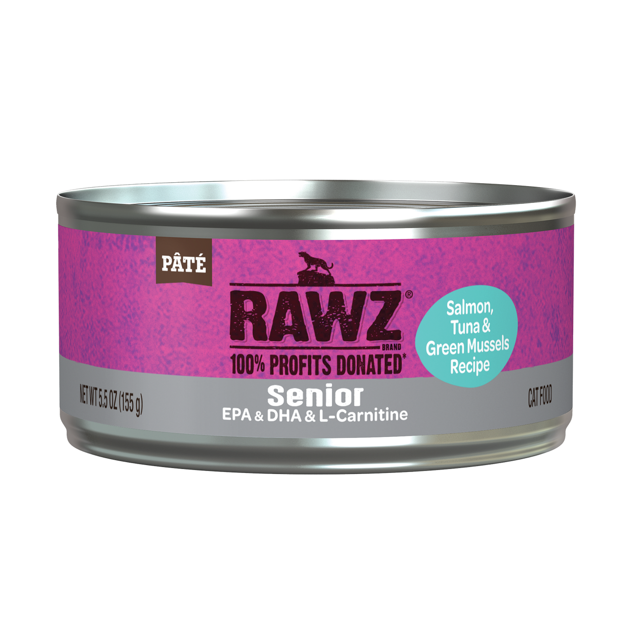 Rawz Salmon, Tuna & Green Mussels Senior Cat Canned 5.5oz
