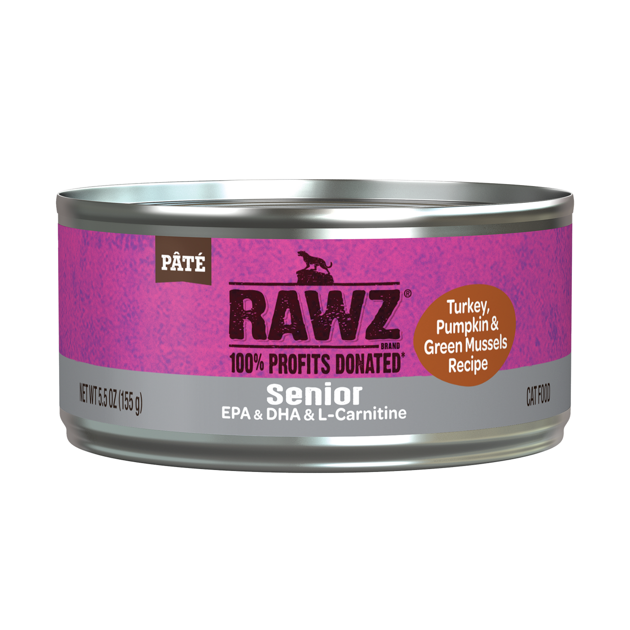 Rawz Turkey, Pumpkin & Green Mussels Senior Cat Canned 5.5oz