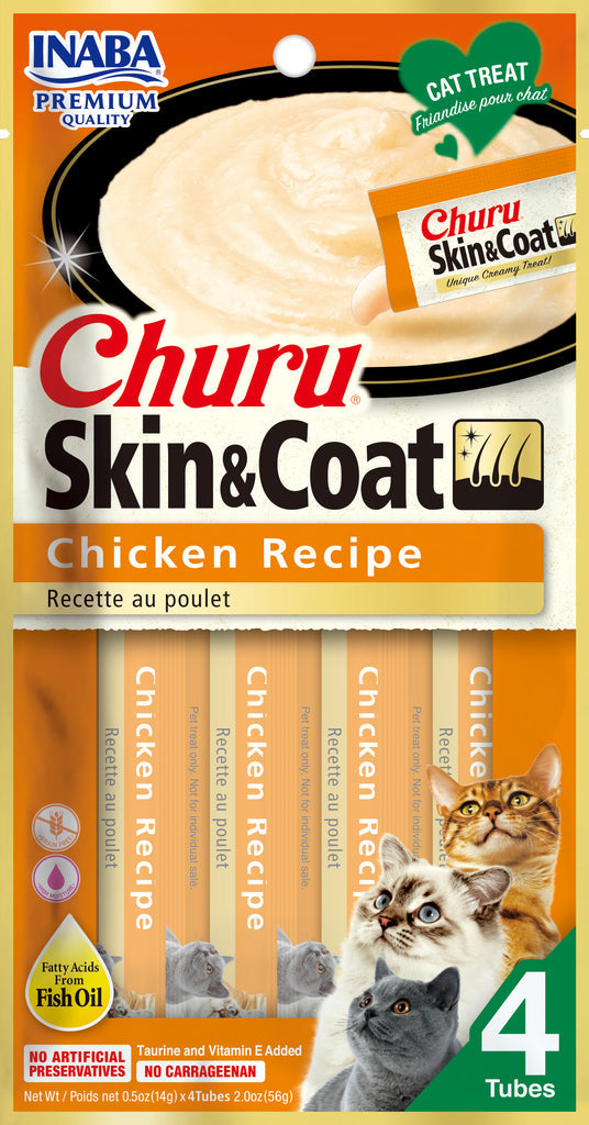 Inaba Churu 4pk Skin and Coat Chicken Puree