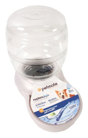 Petmate Pearl Replendish Pet Waterer with Microband Pearl Silver Gray 2.5 Gallon