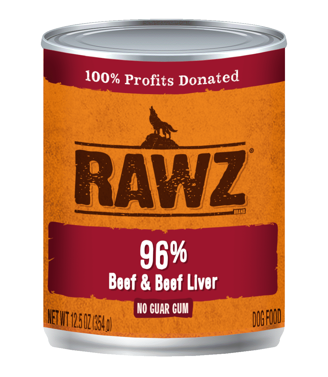 Rawz Canned Dog Food 12.5 oz Pate 96% Beef and Liver