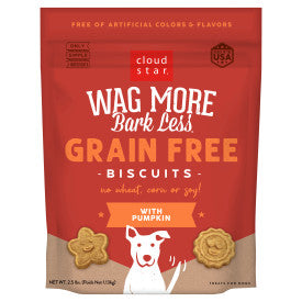 Cloud Star Wag More Bark Less Crunchy Grain Free Dog Treats, Pumpkin, 2.5 lb. Pouch
