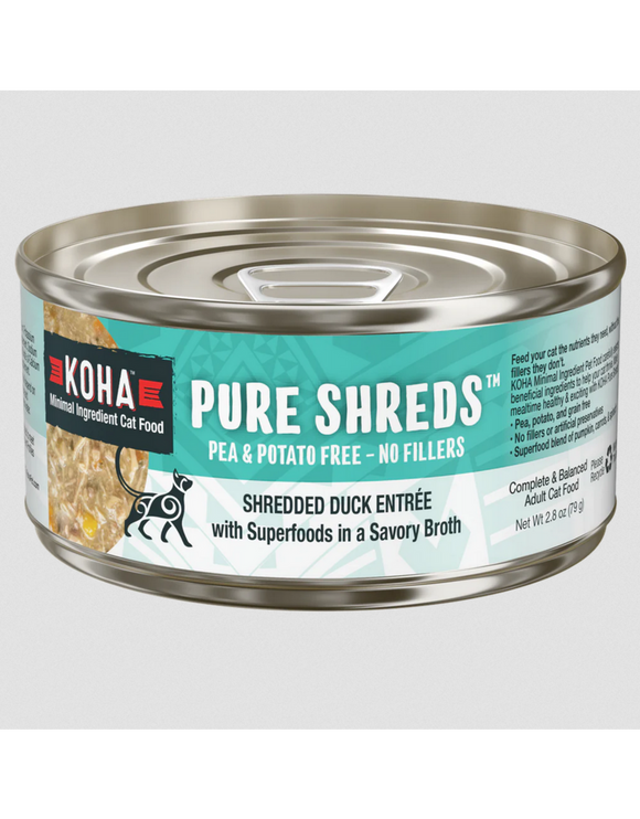 Koha Pure Shreds Cat Food Duck Entree 2.8 oz single
