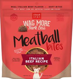 Cloud Star Wag More Bark Less Grain Free Meatball Bites Dog Treats, Italian Beef Recipe, 14 oz