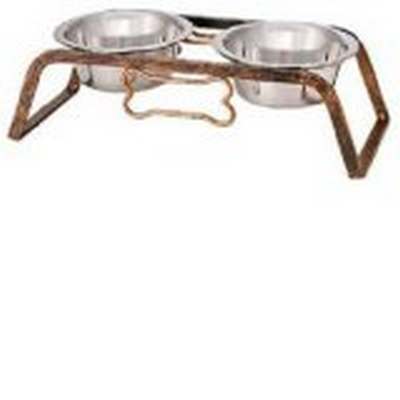 Loving Pets Black Label Collection Rustic Bone Diner for Dogs, Aged Copper