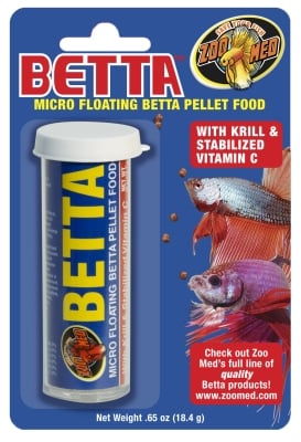 Zoo Med Betta Micro Floating Betta Pellet Betta Fish Food .65 Oz