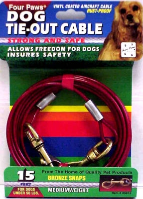 Four Paws Container Four Paws Dog Tie Out Cable Medium Weight Red 15 Ft