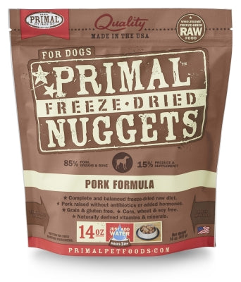 Primal Pet Foods Nuggets Grain-Free Pork Formula Freeze Dried Dog Food, 14 oz